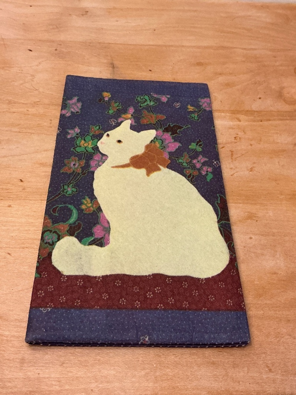 Japanese Paper Wallet. Cat Flowers Design